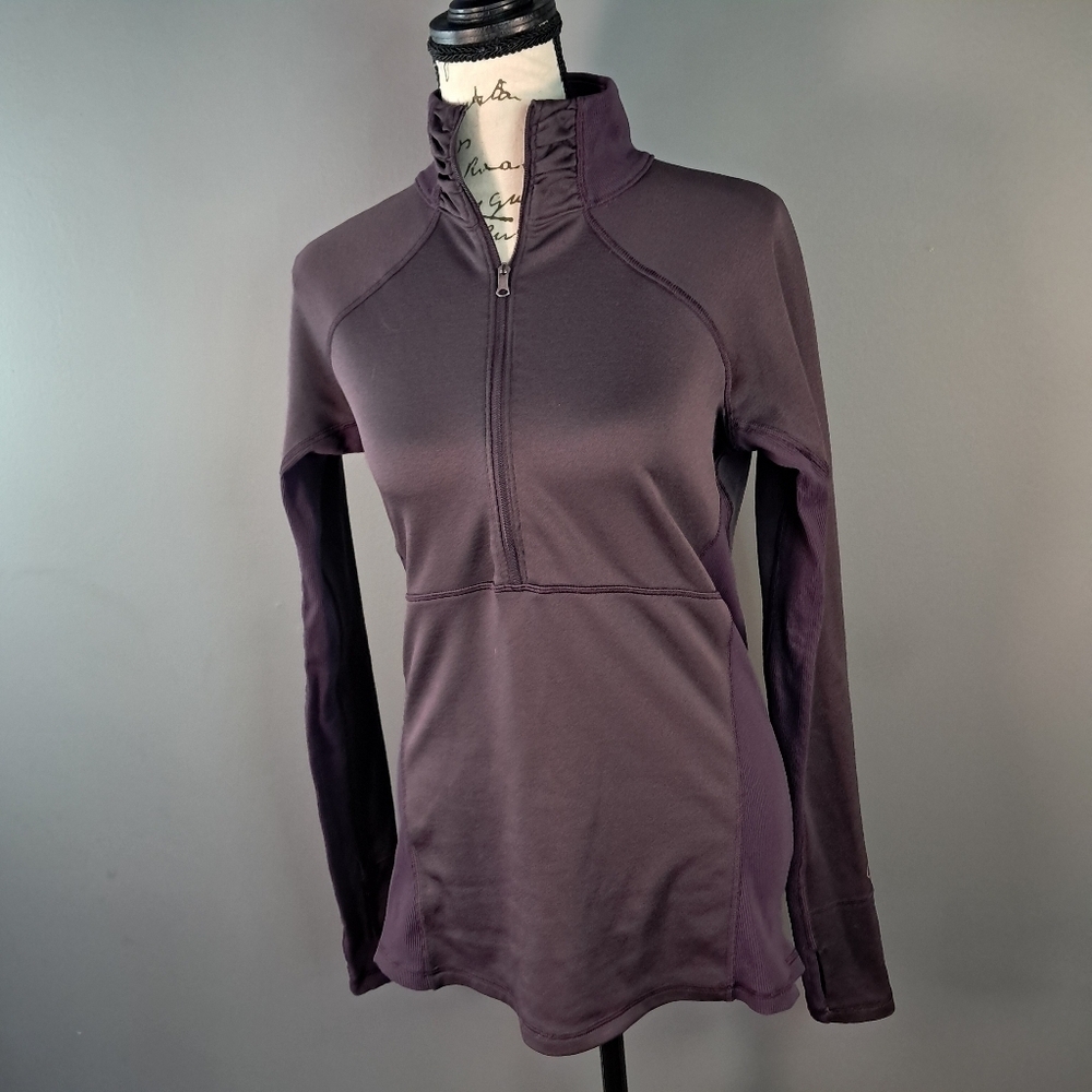 Calia by Carrie Underwood Pullover Purple 1/2 Zip Ruched Mock Neck Size Medium